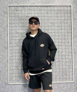 Áo khoác hoodie Dickies màu đen logo in basic nhỏ trước ngực chính hãng - áo khoác nỉ