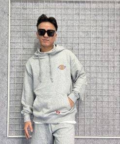 Áo khoác hoodie Dickies màu xám mè logo in nhỏ trước ngực chính hãng - áo khoác nỉ