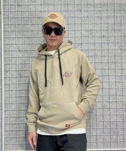 Áo khoác hoodie Dickies màu xám in logo nhỏ basic trước ngực chính hãng - áo khoác nỉ
